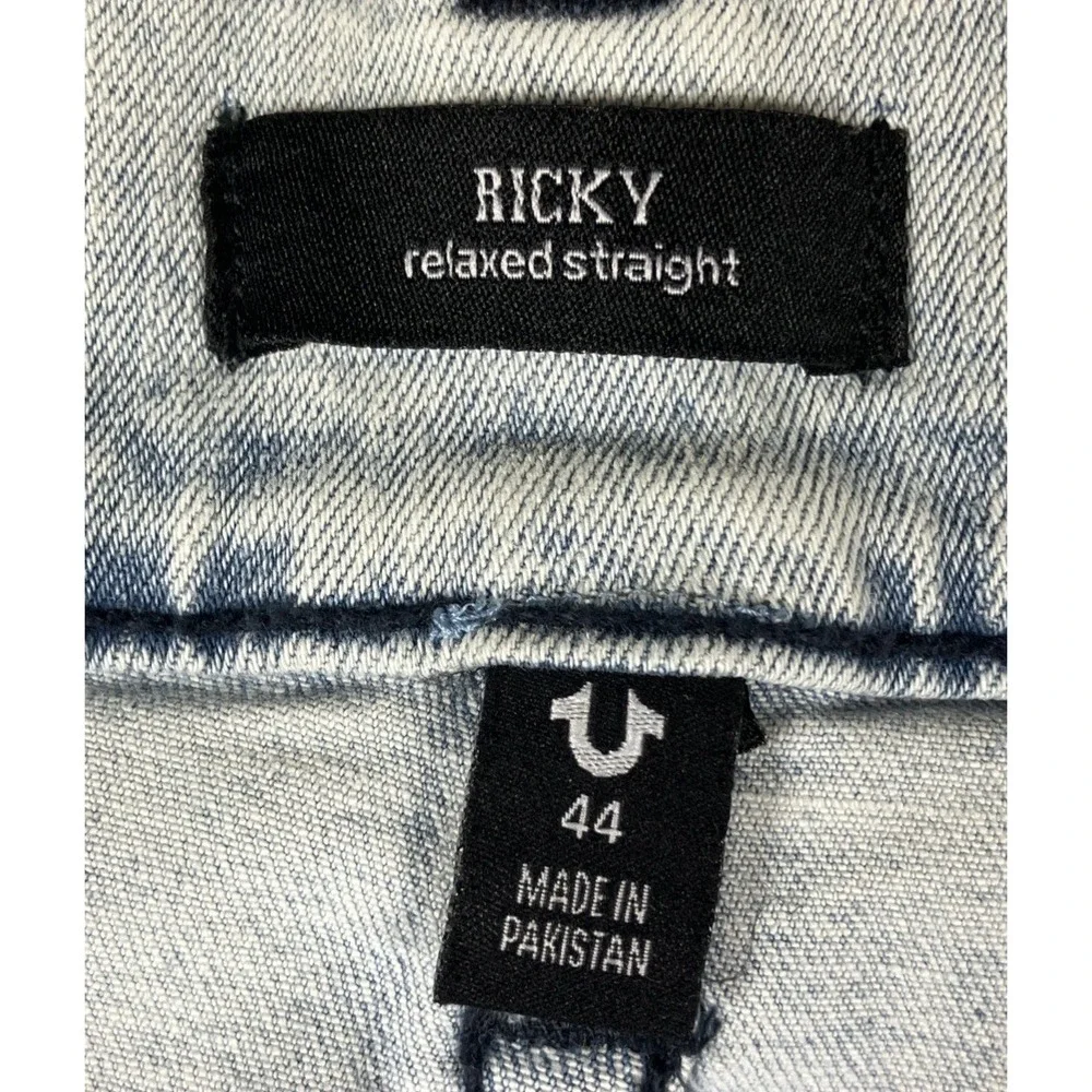 True Religion Ricky Relaxed Straight No Flap Light Wash Jeans Size 44x34 NEW